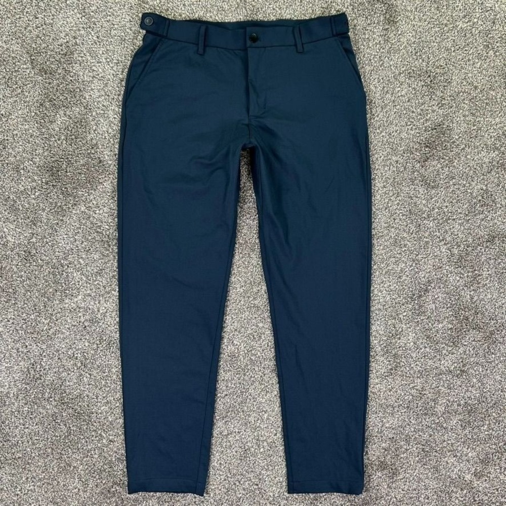 YoungLA Office Tech Slim Fit Trousers Men 34R Navy Performance Chino Office Work